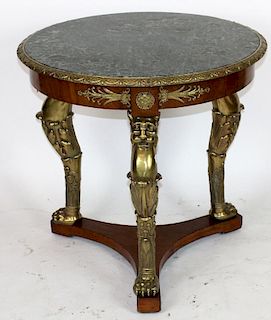 Bronze mount foyer table with griffin supports