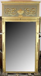 19th c. French Empire trumeau mirror with urn