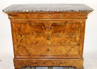 French Louis Philippe commode in burl walnut
