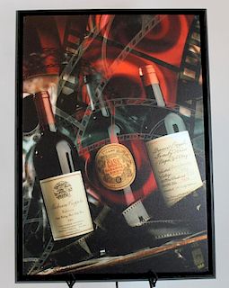 Giclee on canvas wine bottles signed McDonald