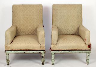 Pair of French armchairs covered in muslin. upholstery