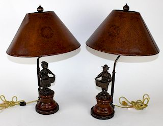 Pair Theodore Alexander figural lamps