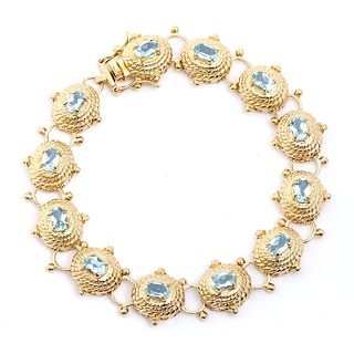 Plated 18KT Yellow Gold 6.25cts Blue Topaz Bracelet