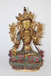 Tibetan bronze Buddha - White Tara