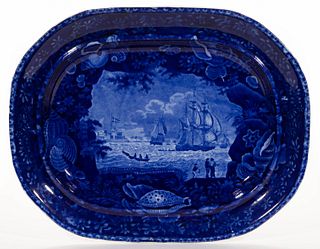 STAFFORDSHIRE AFRICAN VIEW TRANSFER-PRINTED CERAMIC PLATTER