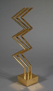 Yaacov G. Agam (1928 - ) Bronze 18K Gold Kinetic Sculpture