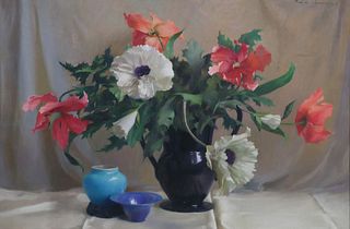 American Signed 20th Century Floral Still Life Oil Painting