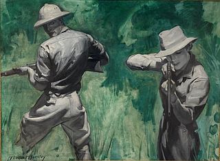 McClelland Barclay (American, 1891-1943) Oil Painting - Big Game Hunters