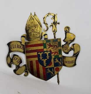 French iron coat of arms De La Roche-Fontenilles
