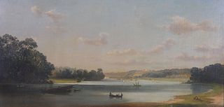 DL Bihan (British, 1852) Thames River Oil Painting