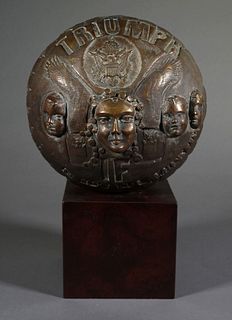 Bronze Sculpture Orb - Mother War 1960's American - Counter Culture