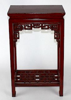 Chinese Ming style red lacquered side table