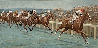 William H. Byles (British, 1872-1916) Derby Race Horse Painting