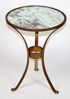 Round mirrored top side table