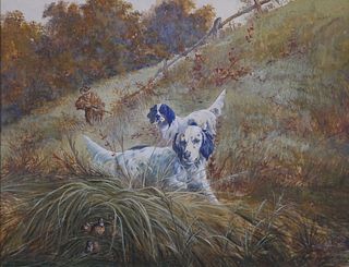 H.W. Corbould (American 1911) Dog Hunting Painting