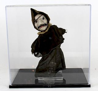 19th century English puppet in lucite display case