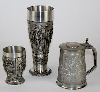 Lot of 3 German & Dutch pewter pieces