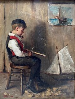 M.H. Duryea (American, 19th-20th C.) Oil Painting of Boy