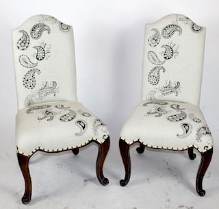 Pair of paisley upholstered side chairs