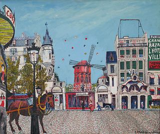 Andre Fontenay (French, 1913-1983) Le Moulin Rouge Painting