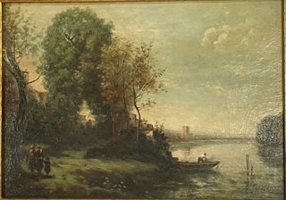 French 19th-20th C. River Landscape Oil Painting