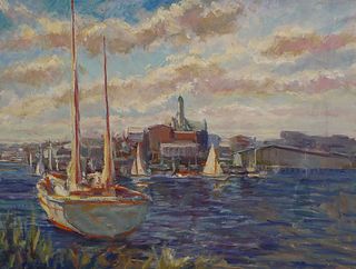 Lucian Geraci (American, 1923-2005) Painting Gloucester Cape Ann