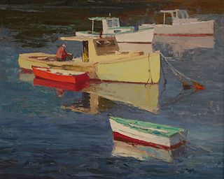 Ken Gore (American, 1911-1990) Pigeon Cove Oil Painting - Cape Ann