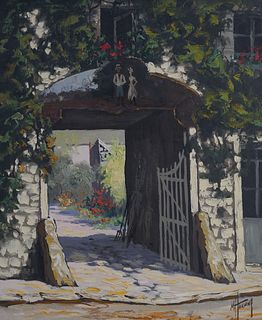 Marcel Harang (French, 1910-) Gate - Oil Painting