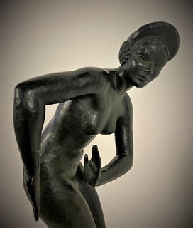 Flora D. Maull (1904-2001) Nude Bronze 28" Sculpture