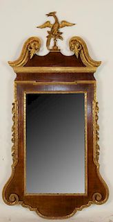 Chippendale style mirror with gilt focal bird