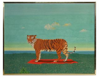 Leo Sauer (Austrian, 1870-1952) Tiger Oil Painting