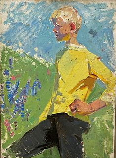 Kate Spade - Blond Boy Yellow Shirt Oil Painting