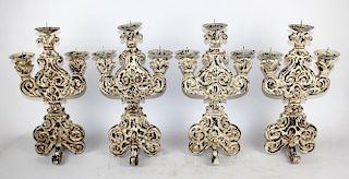 Set of 4 distressed candle holders