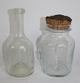 Lot of 2 French Biot glass: carafe & canister