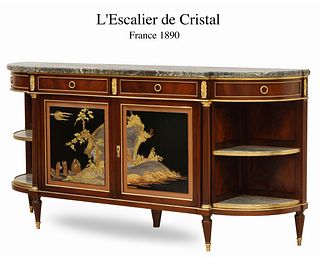 19th C. French L'Escalier de Cristal Japanese Style Bronze Mounted Cabinet, Signed
