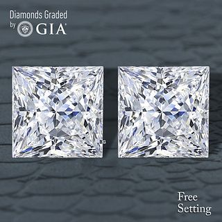 4.04 carat diamond pair, Princess cut Diamonds GIA Graded 1) 2.01 ct, Color H, VS2 2) 2.03 ct, Color H, SI1. Appraised Value: $104,800 