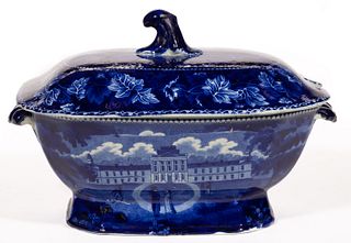 STAFFORDSHIRE AMERICAN VIEW TRANSFER-PRINTED CERAMIC SOUP TUREEN