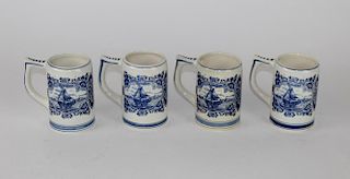 Lot of 4 Delft hand painted steins