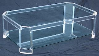 Athena II by David Lange lucite and glass coffee table