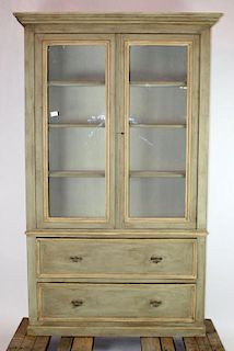 French Louis Philippe 2 door bookcase with 2 doors over 2 drawers
