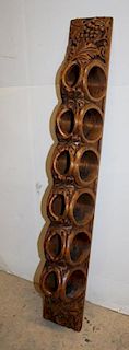 Vintage Enkeboll carved wood wine bottle rack