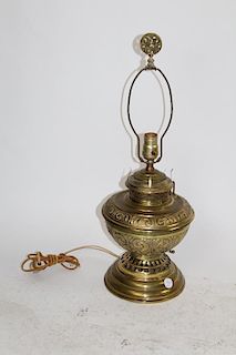 Bradley & Hubbard brass converted oil lamp
