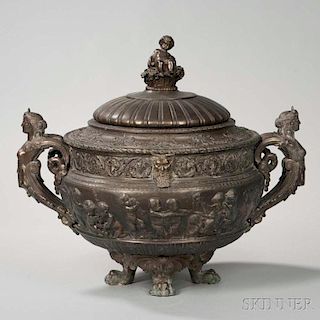 Grand Tour Patinated Bronze Covered Punch Bowl