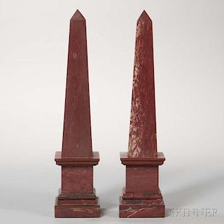 Pair of Grand Tour Marble Obelisks