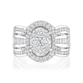 Multi-Shaped Diamond Cluster Engagement Ring