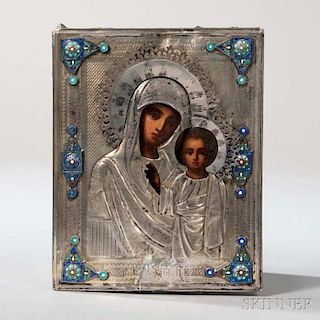 Russian Icon Depicting the Madonna and Child