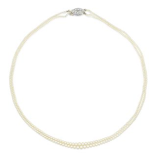 Double Strand Natural Pearl Necklace, GIA Certified