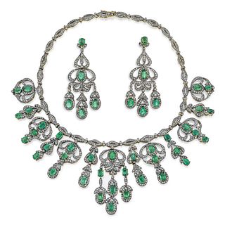 Diamond Necklace and Earrings Set