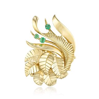 Emerald and Gold Brooch/Watch by Gubelin