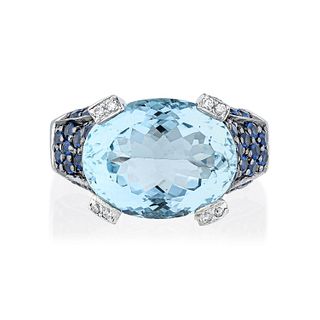Aquamarine Sapphire and Diamond Ring
